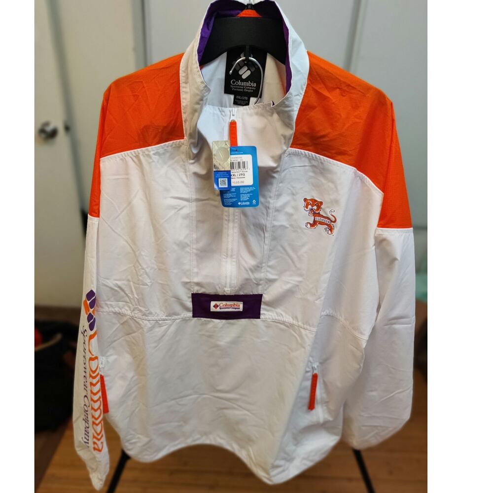 Columbia Clemson Tigers Quarter-Zip Jacket Size XXL White KO0090 - 102